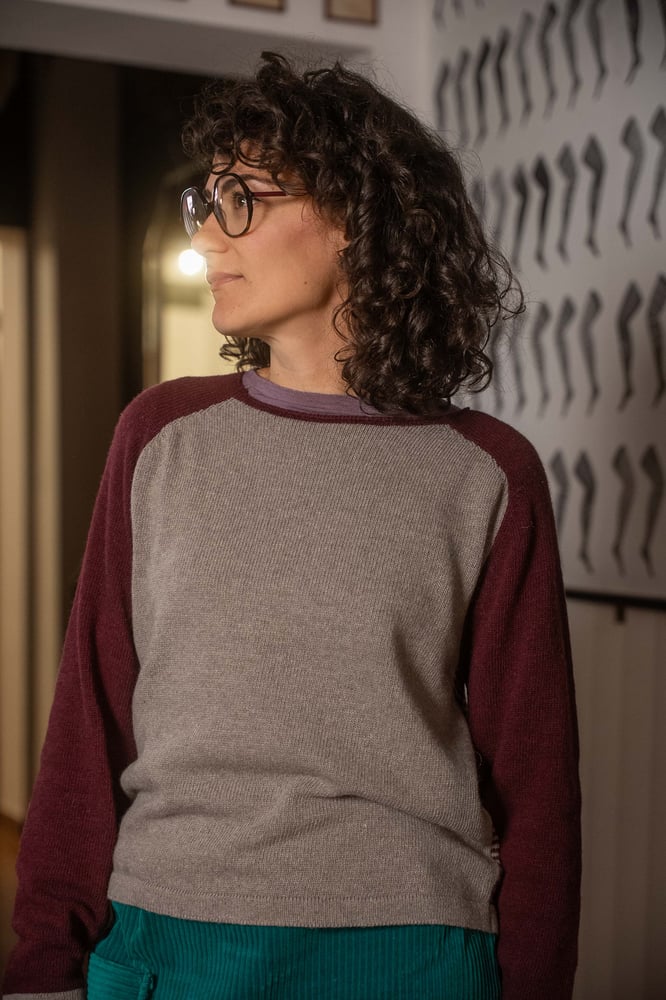 Image of Maglione BICOLOR grigio/bordeaux