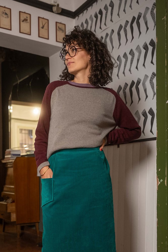 Image of Maglione BICOLOR grigio/bordeaux