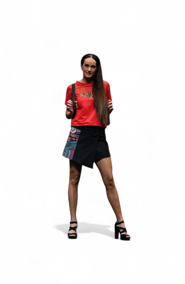 Camiseta Roja Aplique y tul