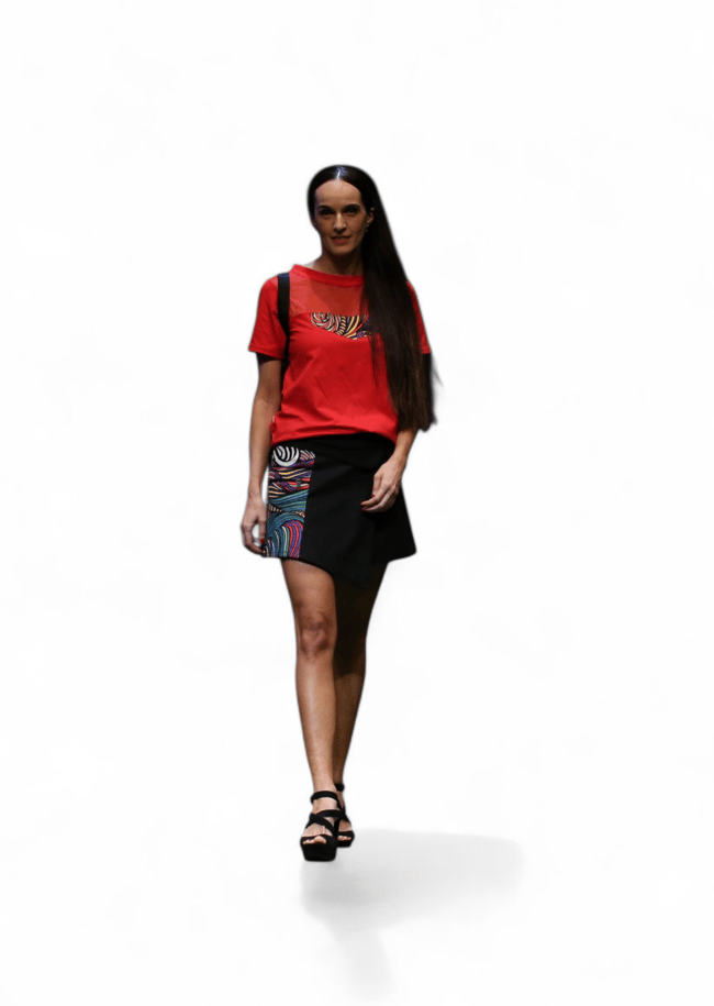 Camiseta Roja Aplique y tul