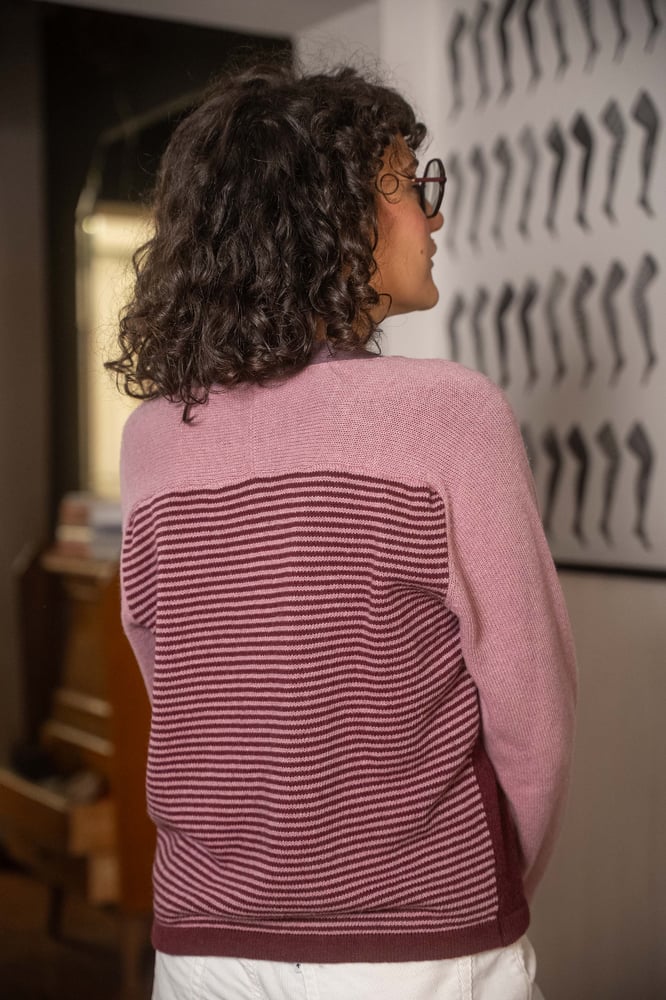 Image of Maglione BICOLOR rosa/bordeaux