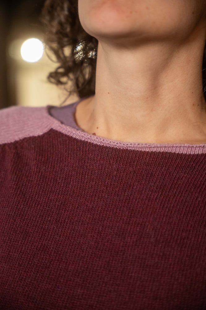Image of Maglione BICOLOR rosa/bordeaux