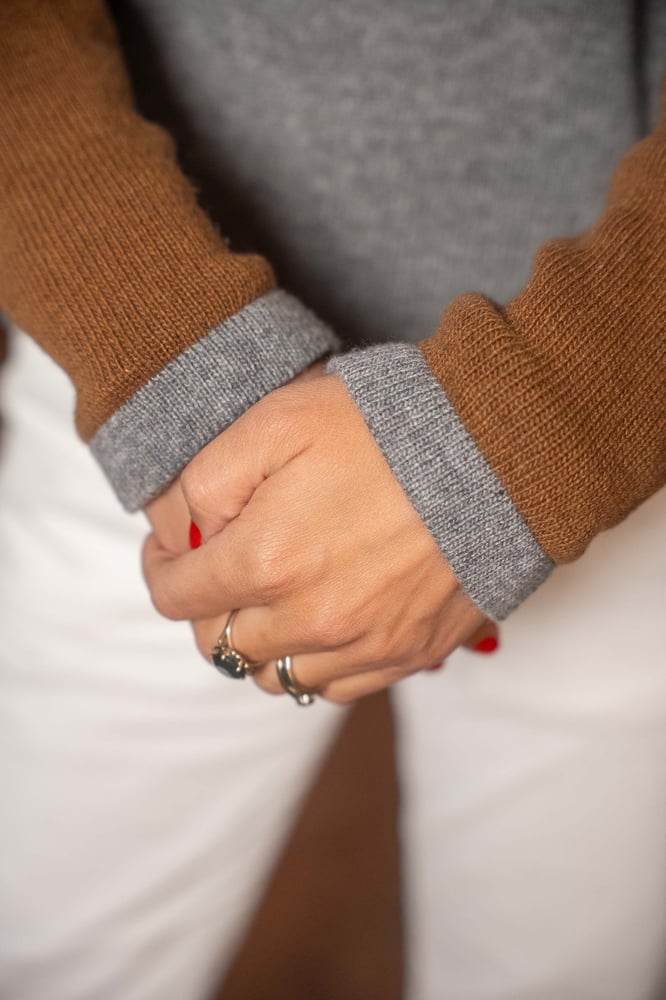 Image of Maglione BICOLOR nocciola&grigio