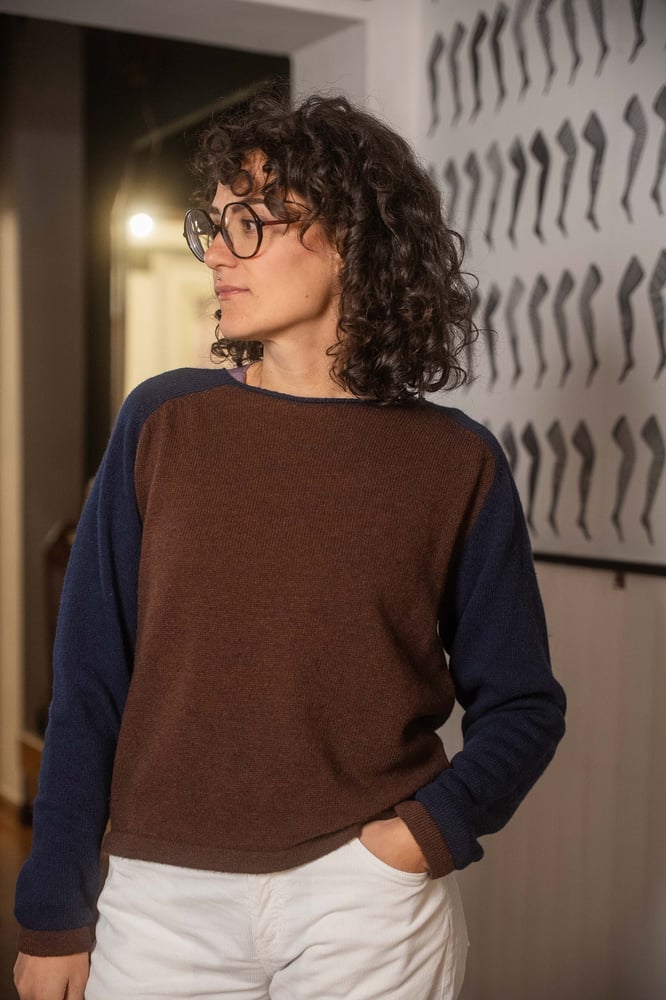 Image of Maglione BICOLOR Blu&Cioccolato