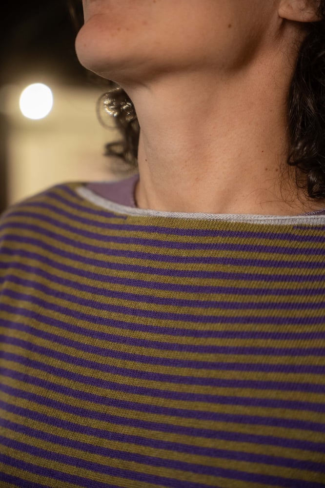 Image of Maglione TRICOLOR Viola+Pistacchio+Grigio
