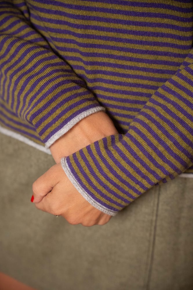 Image of Maglione TRICOLOR Viola+Pistacchio+Grigio