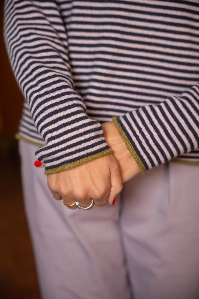 Image of Maglione TRICOLOR Rosa+Blu+Pistacchio