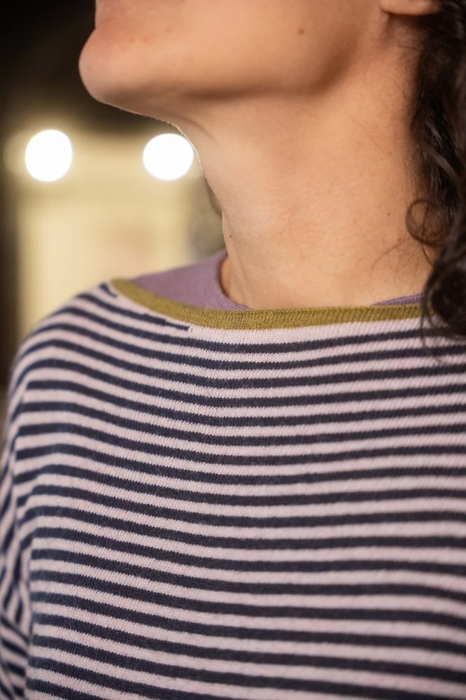 Image of Maglione TRICOLOR Rosa+Blu+Pistacchio