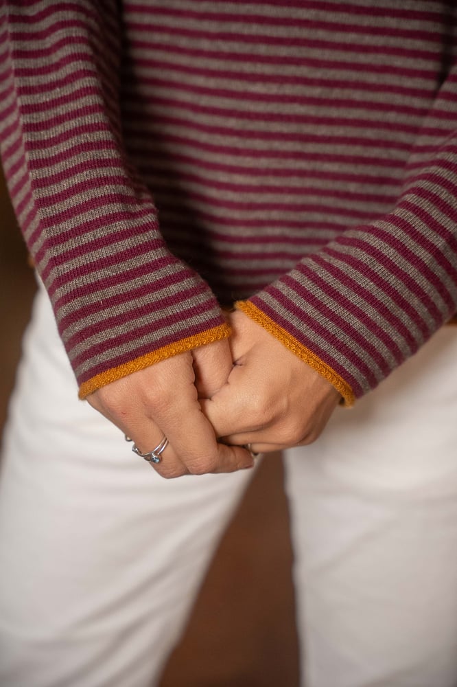 Image of Maglione TRICOLOR Grigio+Bordeaux+Zucca