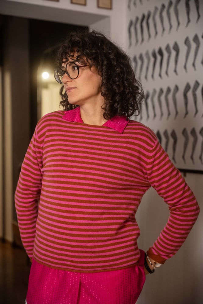 Image of Maglione a righe Fucsia&Zucca