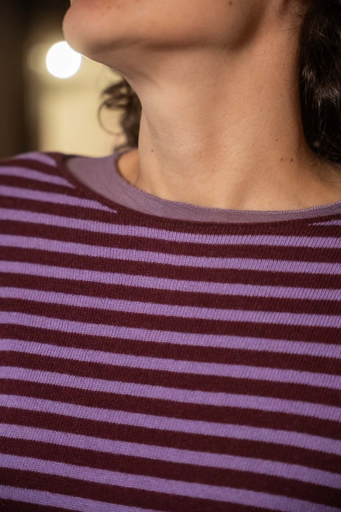 Image of Maglione a righe Lilla&Bordeaux