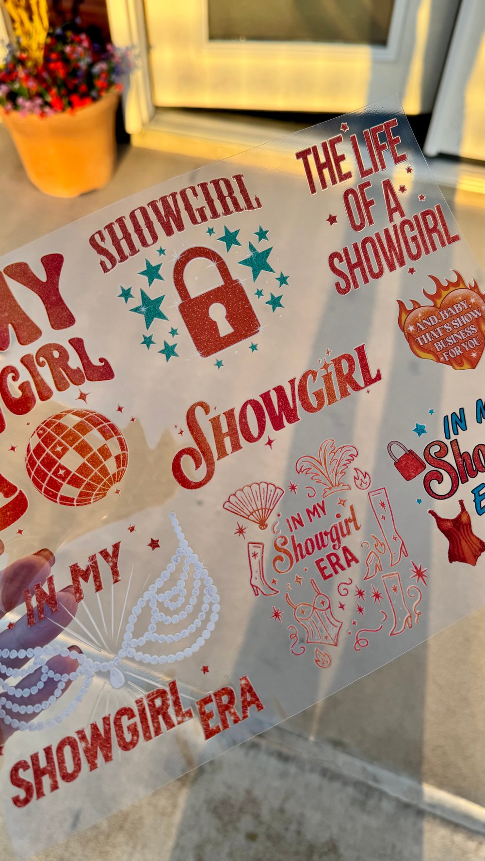 Image of Taylor Swift Showgirl Era Uv Dtf Decal Sheet