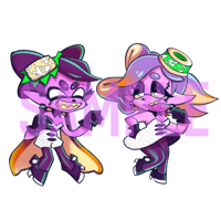 Image 1 of (PREORDER)Glow-in-the-dark Squid Sisters keychains 