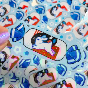 Image of GLITTER White Bunny Candy STICKER
