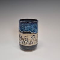 Image 2 of 12oz. Short Tumbler, Tiny Sheep Stampede, Night Sky blue