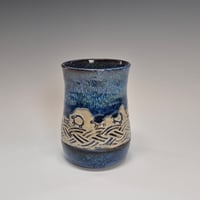 Image 2 of 12oz. Short Tumbler, Tiny Sheep Stampede, Bluebird Skies cobalt blue