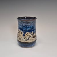 Image 3 of 12oz. Short Tumbler, Tiny Sheep Stampede, Bluebird Skies cobalt blue