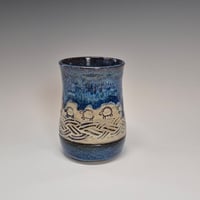 Image 4 of 12oz. Short Tumbler, Tiny Sheep Stampede, Bluebird Skies cobalt blue