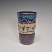 Image 2 of 14oz. Tumbler, Peaceful Posies, Huckleberry purple