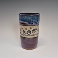 Image 1 of 14oz. Tumbler, Peaceful Posies, Huckleberry purple