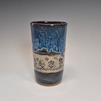 Image 1 of 14oz. Tumbler, Peaceful Posies, Night Sky blue
