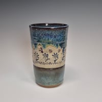 Image 1 of 14oz. Tumbler, Peaceful Posies, Lichen green