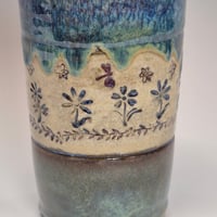 Image 5 of 14oz. Tumbler, Peaceful Posies, Lichen green