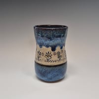 Image 1 of 14oz. Tumbler, Peaceful Posies, Bluebird Skies cobalt blue