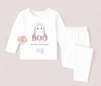 Image 2 of Personalised Ghost theme my first halloween pjs 