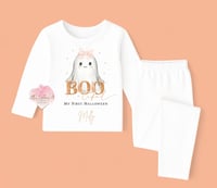 Image 1 of Personalised Ghost theme my first halloween pjs 