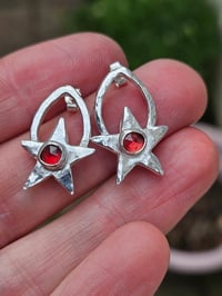 Image 3 of Starlight Studs - with Garnet 