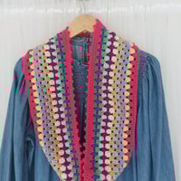 Image 3 of ‘Happy Scrappy’ Infinity Scarf Lipstick Pink Trim