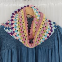 Image 1 of ‘Happy Scrappy’ Infinity Scarf Pale Rose Trim