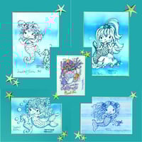 Image 1 of MYSTERY Mermaid Matted Print + Button