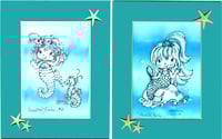 Image 2 of MYSTERY Mermaid Matted Print + Button