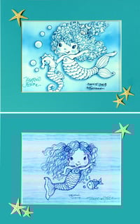 Image 3 of MYSTERY Mermaid Matted Print + Button