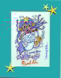 Image 4 of MYSTERY Mermaid Matted Print + Button