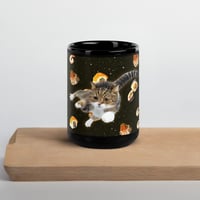 Image 4 of Sushi Cat in Space - Black Glossy Mug - 2 Size Options