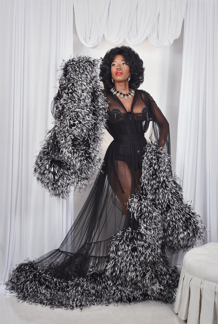 Special Order Ultra-Deluxe Ostrich "Cassandra" Dressing Gown Image 4