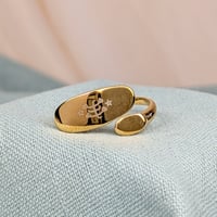 Image 1 of Glowing light Bahá’í ring with ringstone symbol Stainless Steel