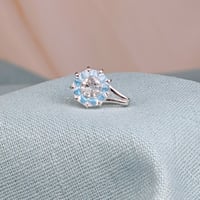 Image 1 of Clear Quartz and Apatite silver 9 pointed Star KaleidosCut Lehrer - Baha'i ring & pendant