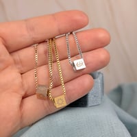Image 2 of Cube multi symbol Bahá'í Necklace - Stainless Steel