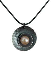 Image 1 of Black oyster necklace/ pink pearl