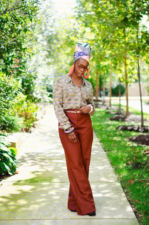 Image of Vintage Carmina Chevron Knit Blouse