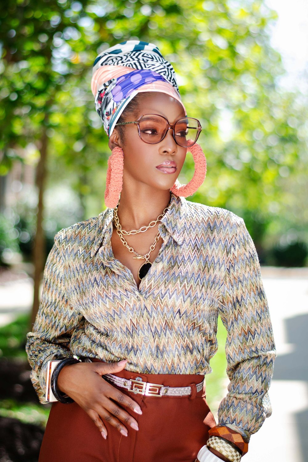 Image of Vintage Carmina Chevron Knit Blouse