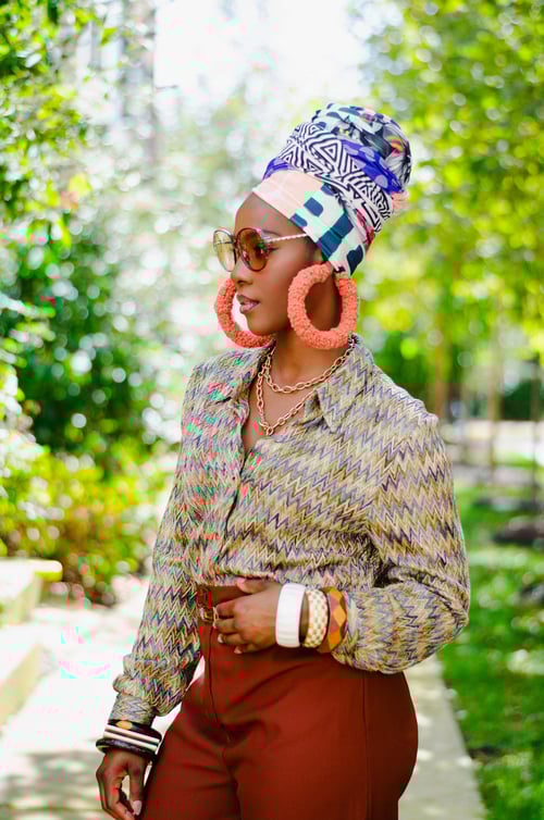 Image of Vintage Carmina Chevron Knit Blouse