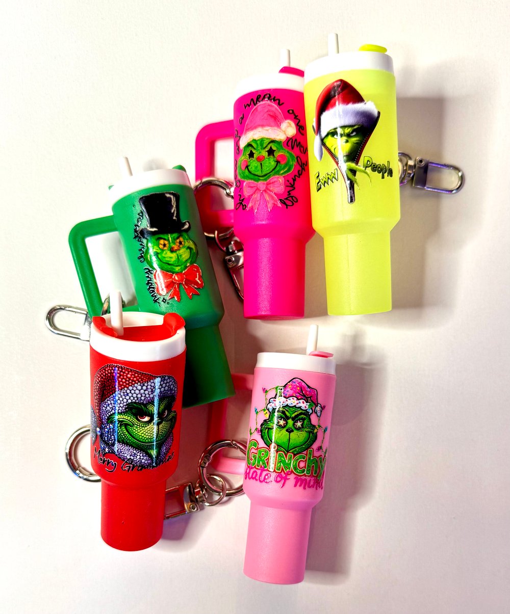Image of Mini Grinch UV DTF Decal Sheets for Tumbler Keychains – 3 Sets To Choose From
