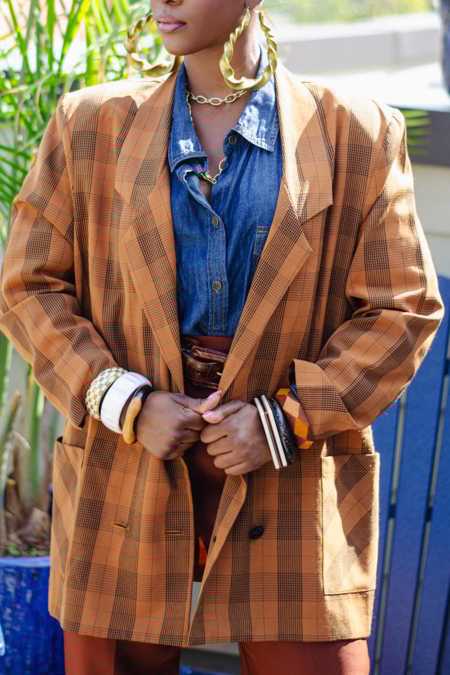 Image of Vintage Uzuri Plaid Double Breasted Boyfriend Blazer