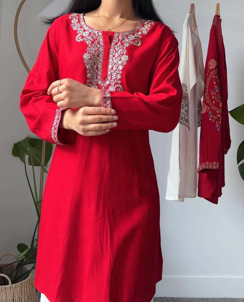 Image of Red Flora Kurti