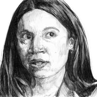 Image 1 of Alexandria Ocasio-Cortez | 4x6 | Original Ink Drawing